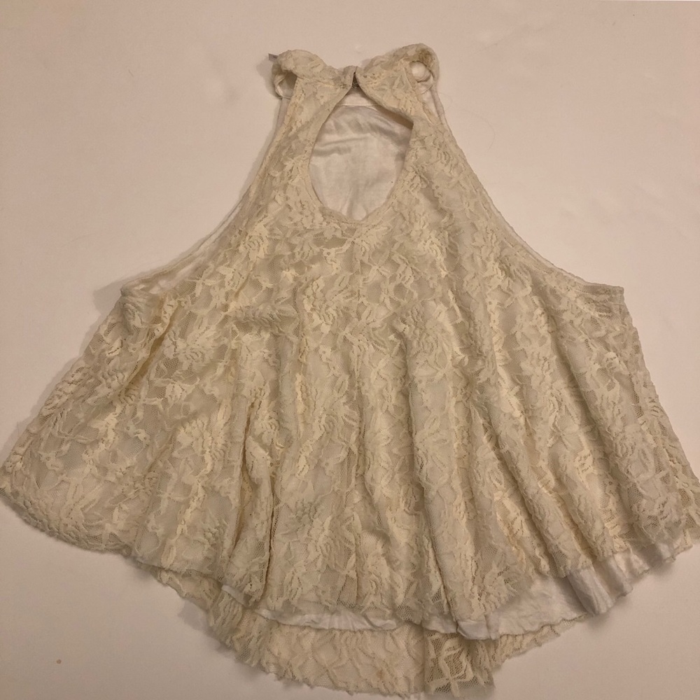Urban outfitters lace top XS white razor flowy - Picture 4 of 7